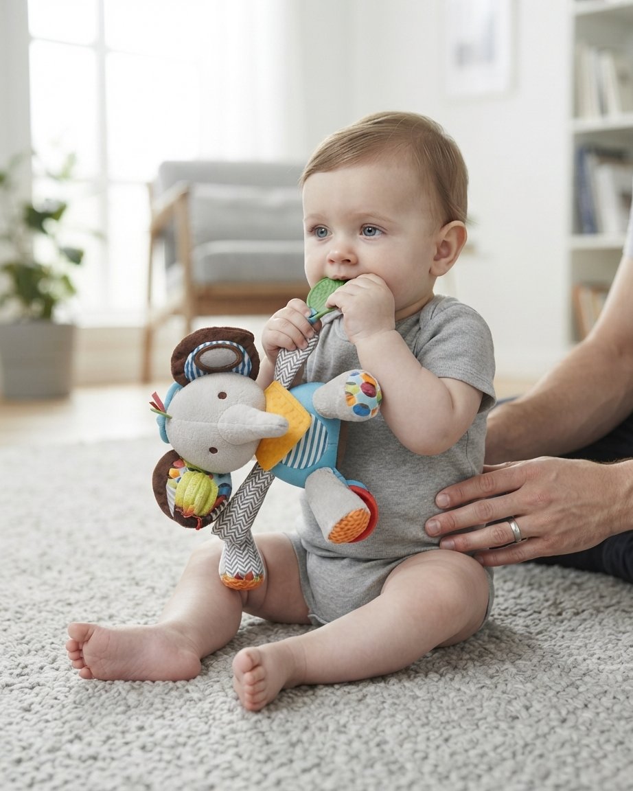 Sensory Plush Teething Rattle Toy for Babies