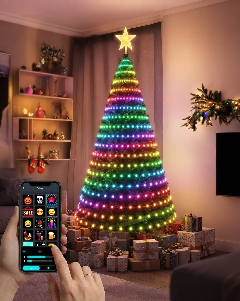 Smart RGB Christmas Tree Lights, 400 LEDs, App & Remote