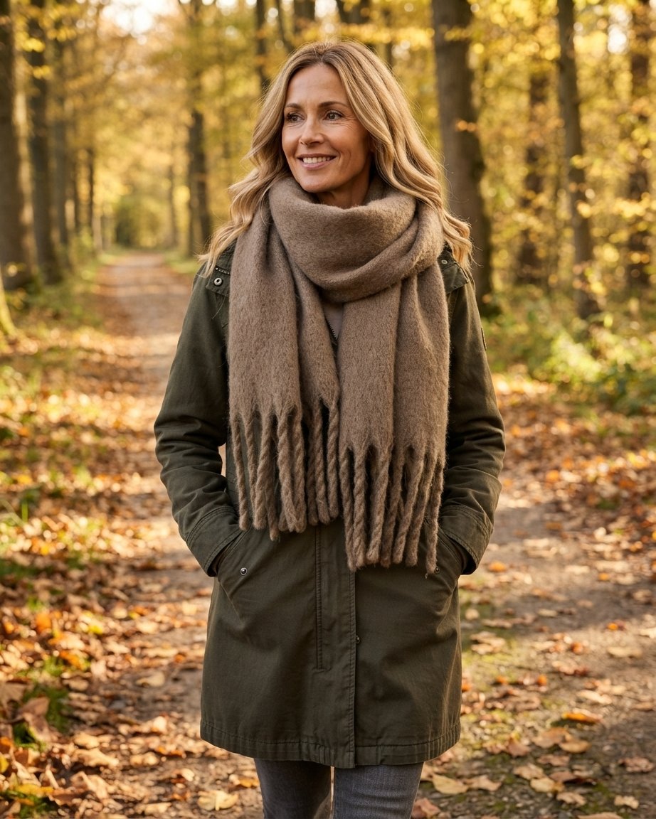 Soft Fringed Scarf – Fluffy Winter Wrap