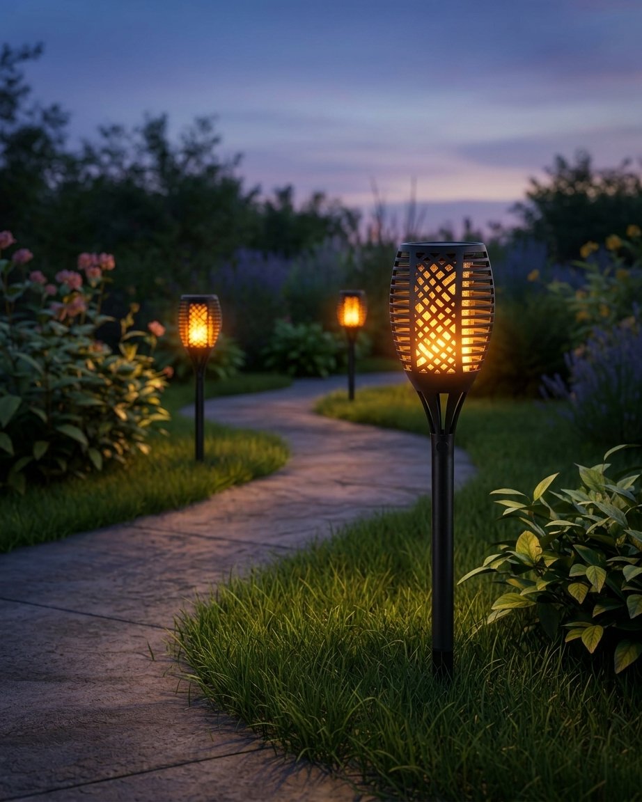 Solar Garden Torch Light with Flickering Flame Effect – Outdoor Pathway and Yard Decoration