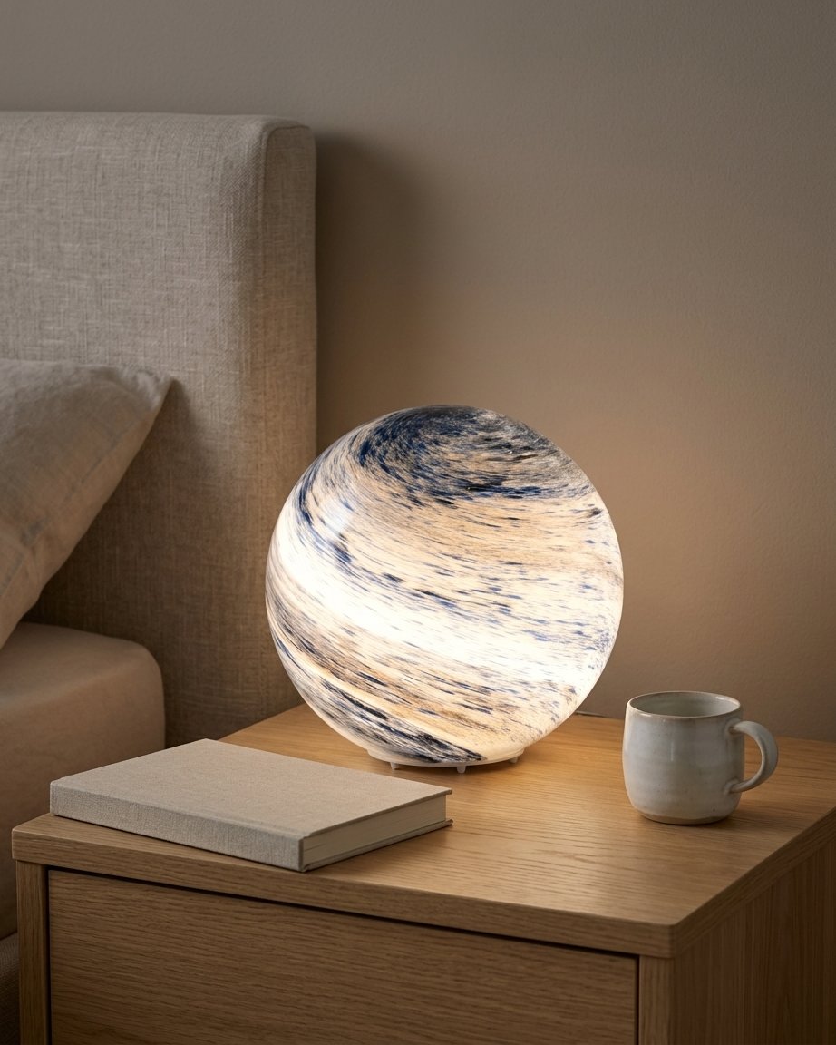 Sphere LED Table Lamp with Swirling Planet Pattern