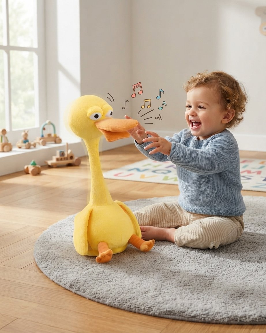 Talking Duck Plush Toy with Voice Mimicry and Music