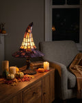Stained Glass Witch Hat Table Lamp in Leaded Glass Style – Set of 2
