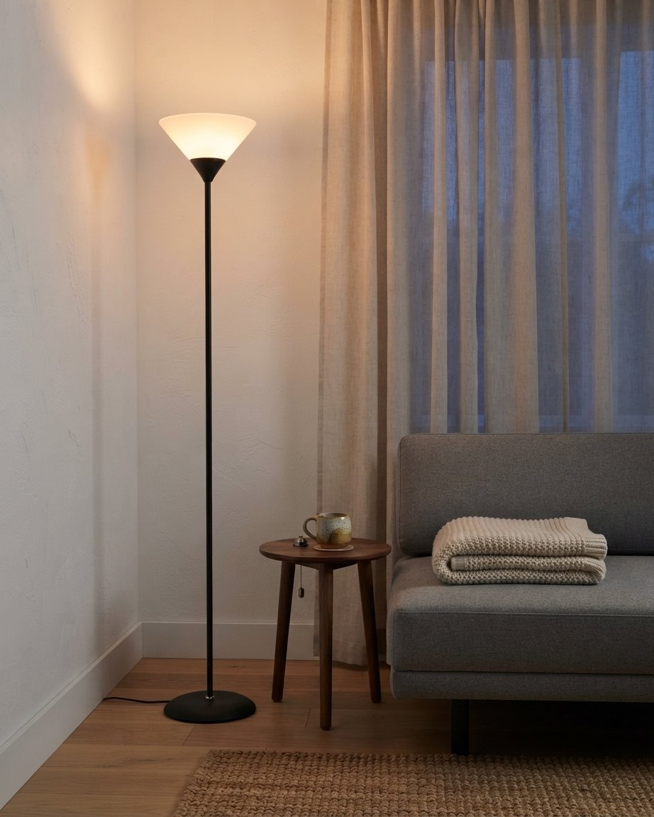 Torchiere Floor Lamp with Acrylic Shade, 5 Colours