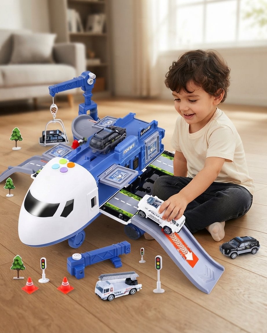 Toy Airplane Playset with Vehicles & Accessories
