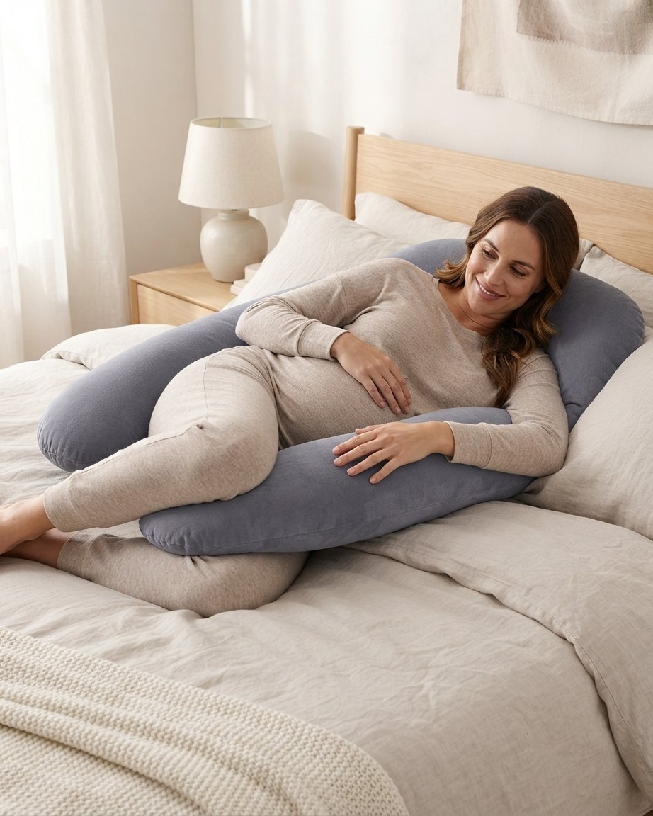 U-Shaped Pregnancy Pillow with Cotton Cover & Microfibre Fill
