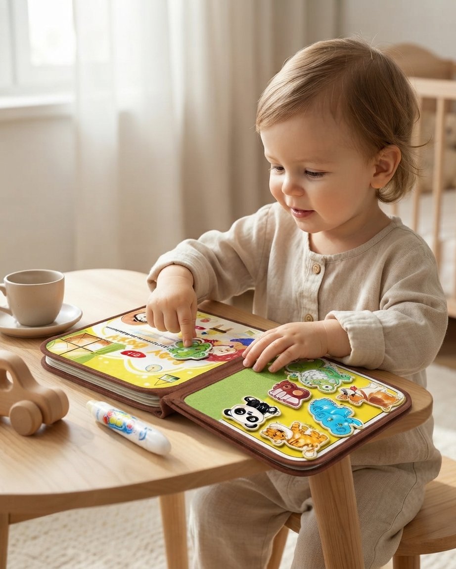 Water Drawing Busy Book with Reusable Stickers for Toddlers