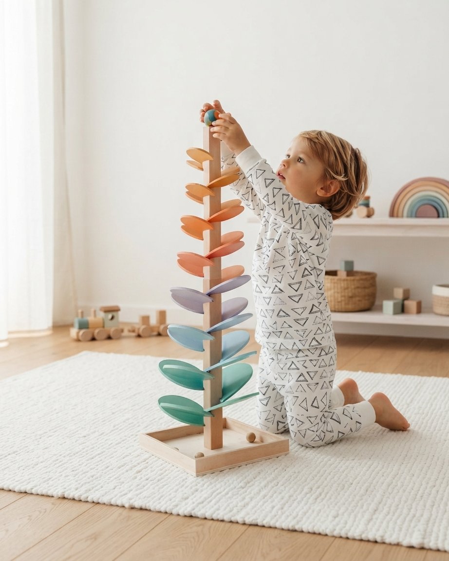Wooden Marble Run Sound Tree – Rainbow Colour