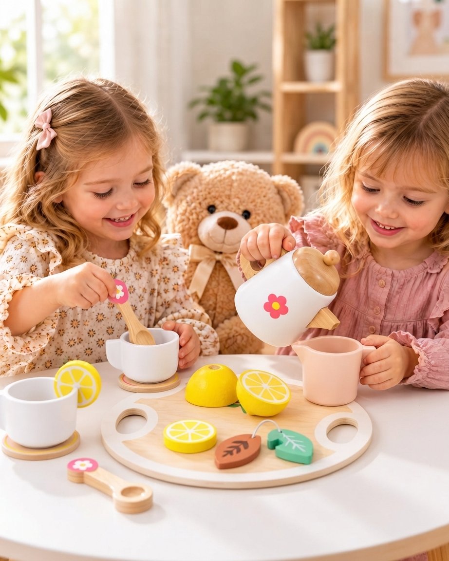 Wooden Tea Party Play Set for Toddlers