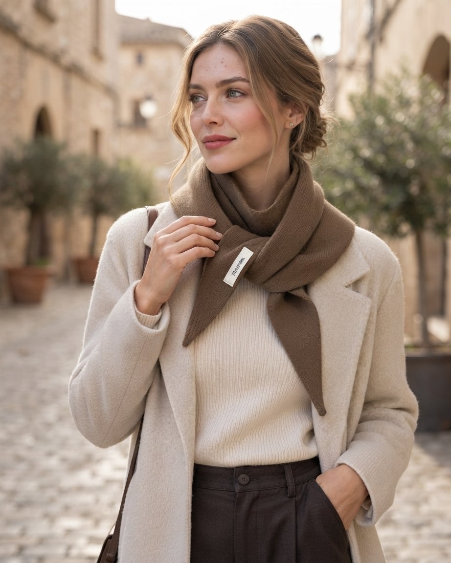 Wool Knit Triangular Scarf – Lightweight & Versatile