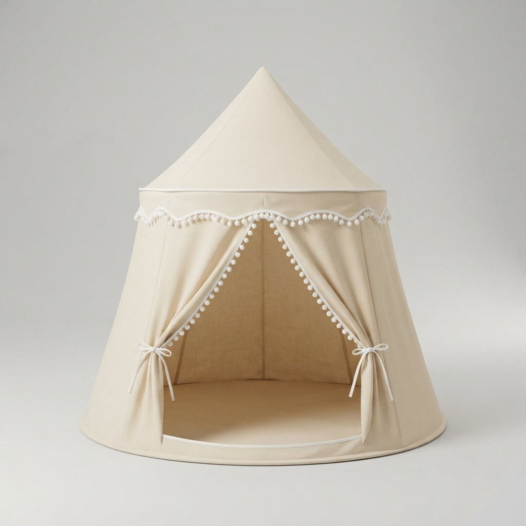 Kids Play Tent – Indoor Teepee for Toddlers & Children — Beige Cotton