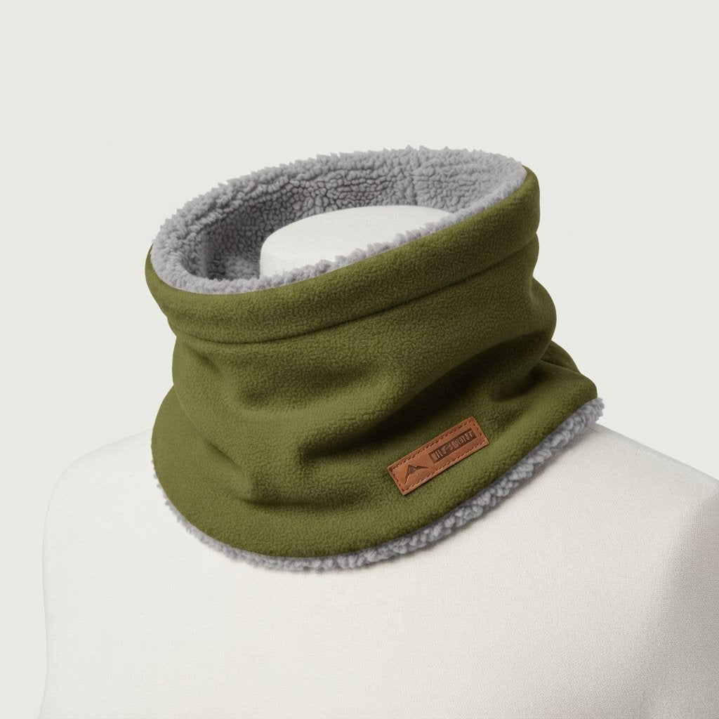Knitted Neck Warmer with Plush Fleece Lining — Tea Green