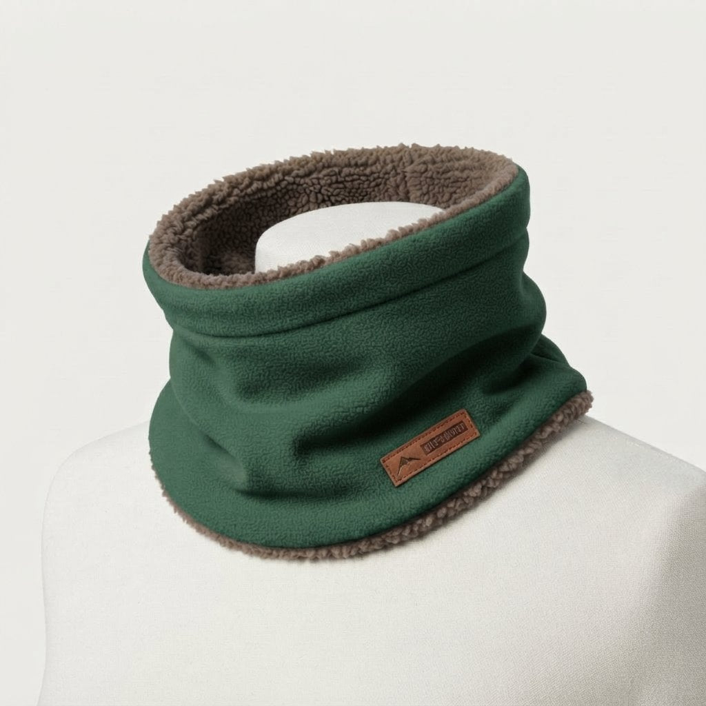 Knitted Neck Warmer with Plush Fleece Lining — Green