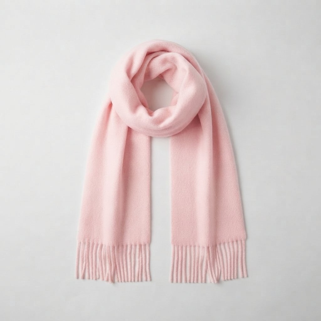 Oversized Plush Winter Scarf with Tassels — Baby Pink
