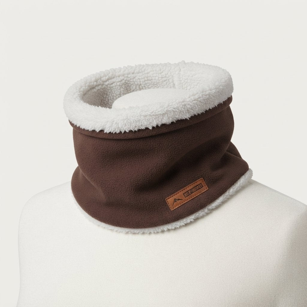 Knitted Neck Warmer with Plush Fleece Lining — Coffee