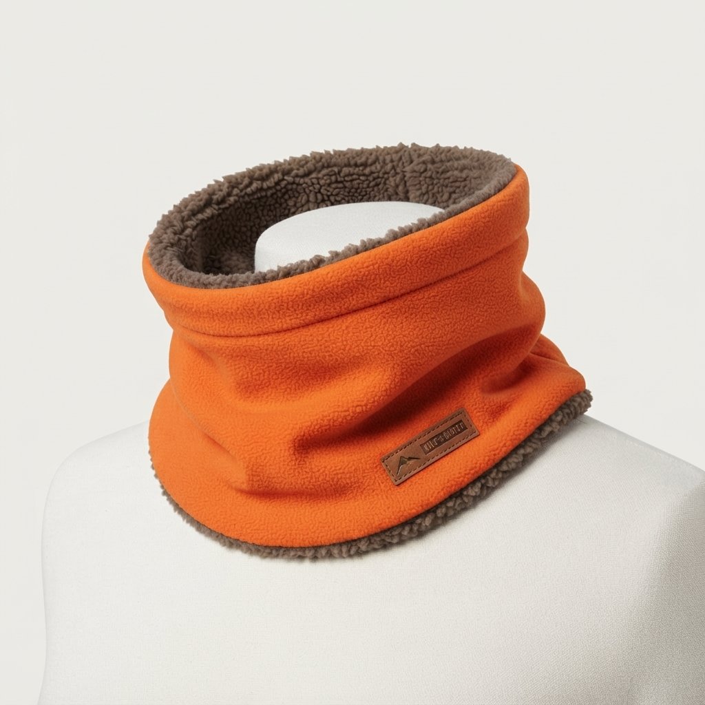 Knitted Neck Warmer with Plush Fleece Lining — Orange