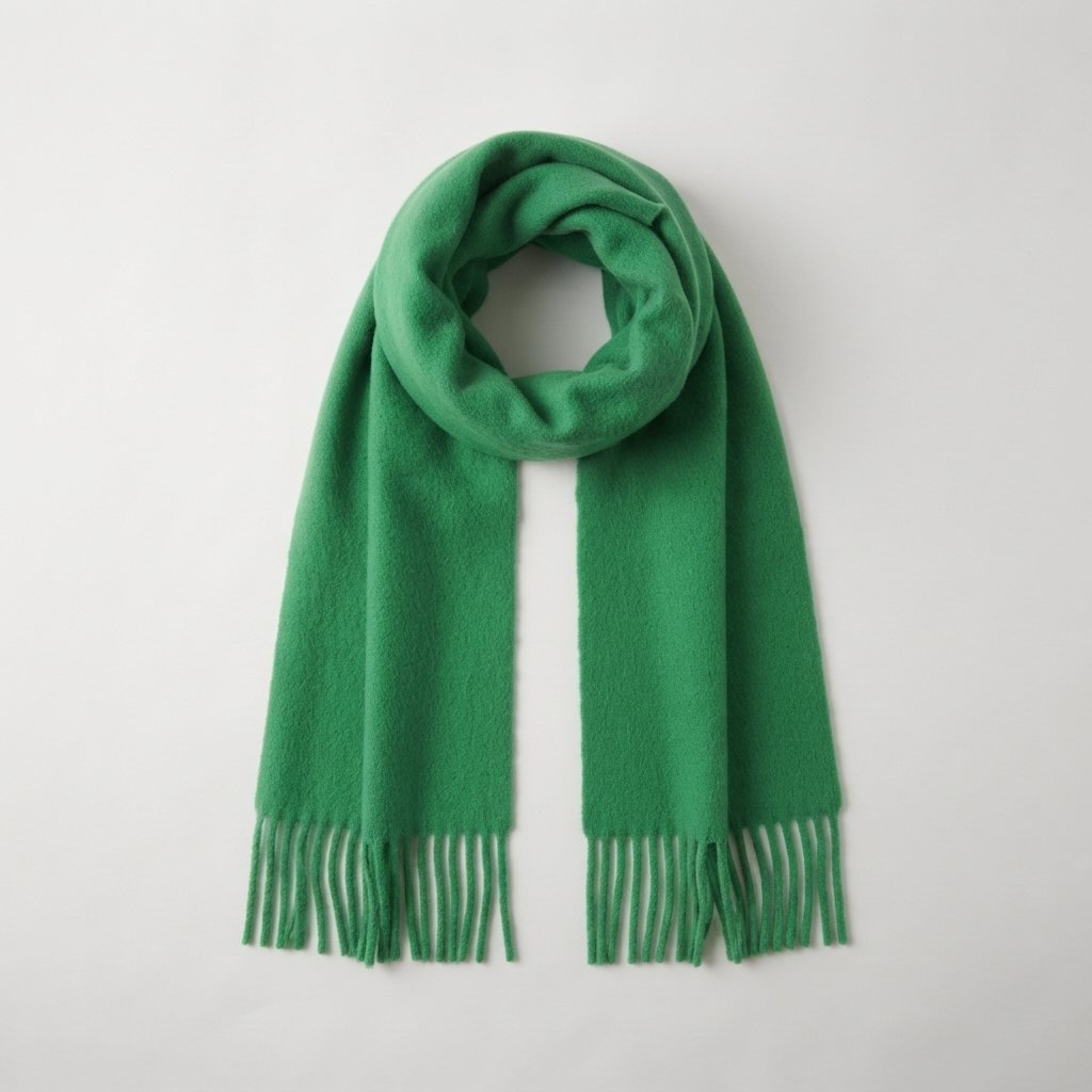 Oversized Plush Winter Scarf with Tassels — Green