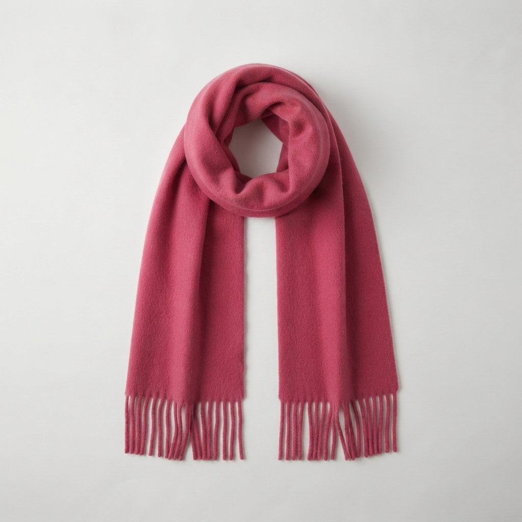 Oversized Plush Winter Scarf with Tassels — Pink