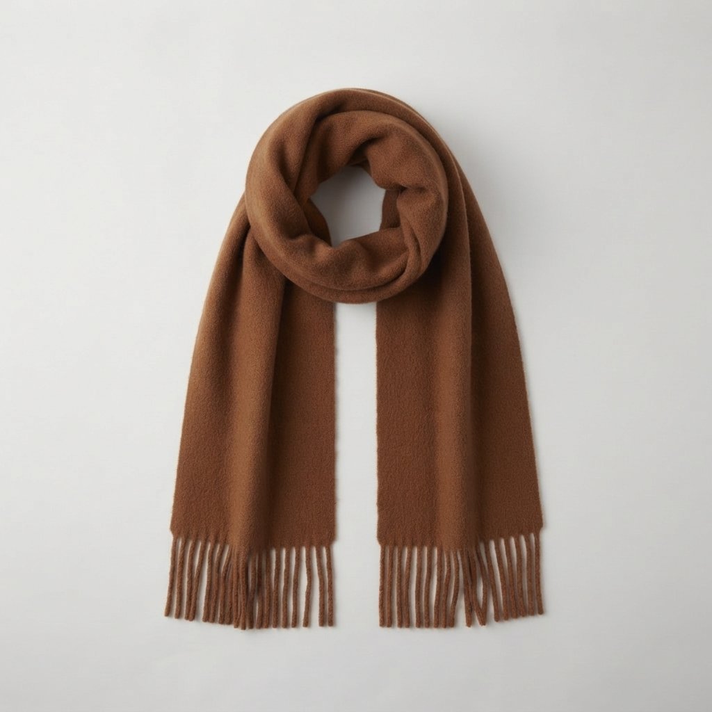 Oversized Plush Winter Scarf with Tassels — Brown