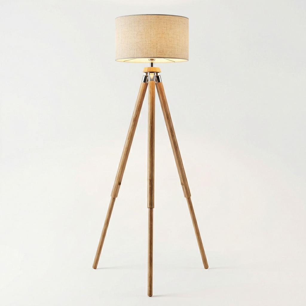 Modern Tripod Floor Lamp with Fabric Shade