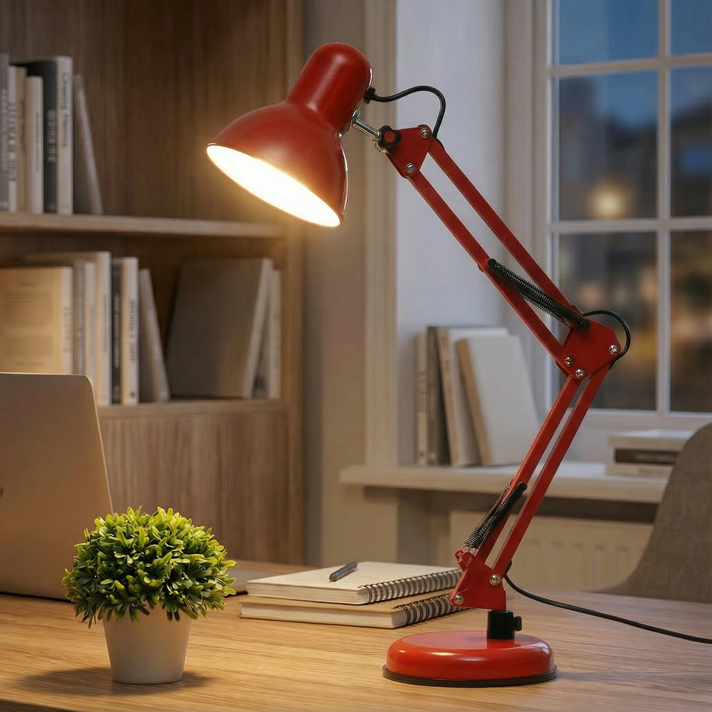 Adjustable Long-Arm Desk Lamp with Folding Arm