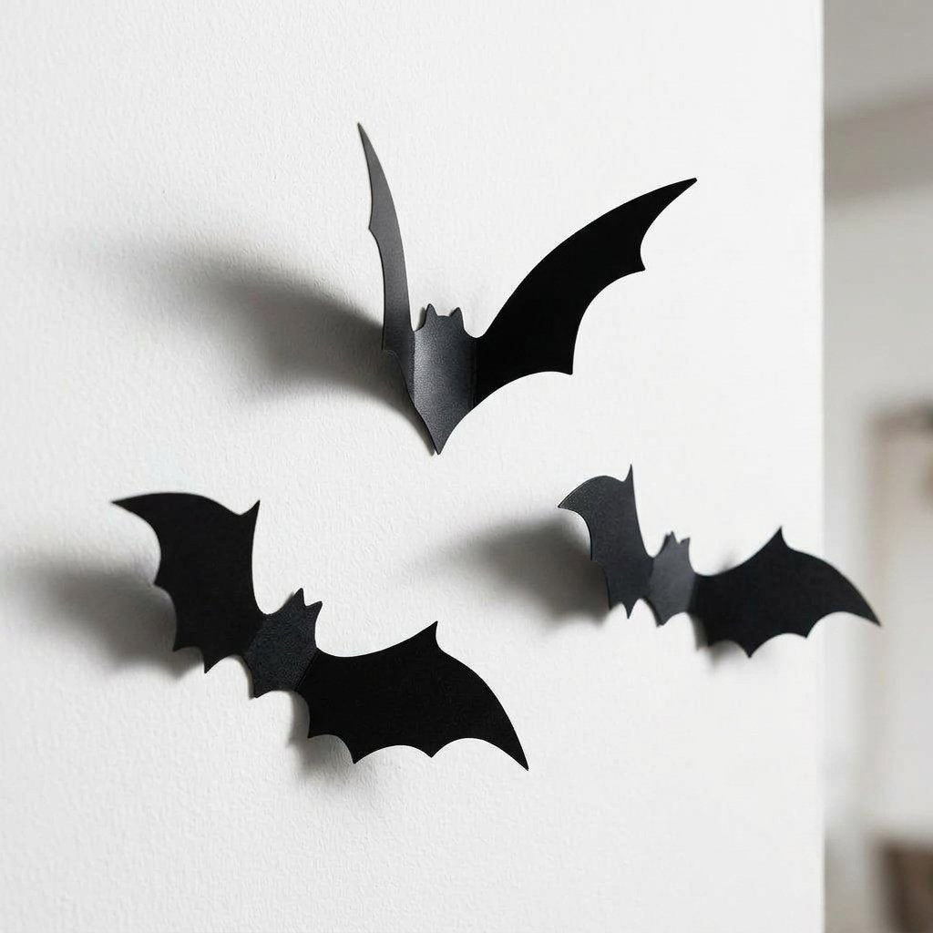 3D Foldable Bat Wall Stickers for Halloween Decoration – Peel and Stick, Reusable, Indoor Use