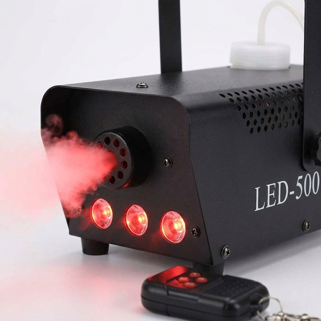 500W LED Fog Machine with Wireless Remote Control and Built-In Colour Lights