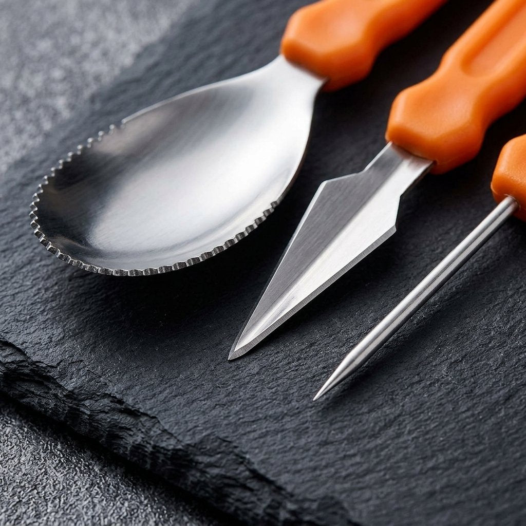 7-Piece Halloween Pumpkin Carving Tool Set with Stainless Steel Blades and Serrated Saw