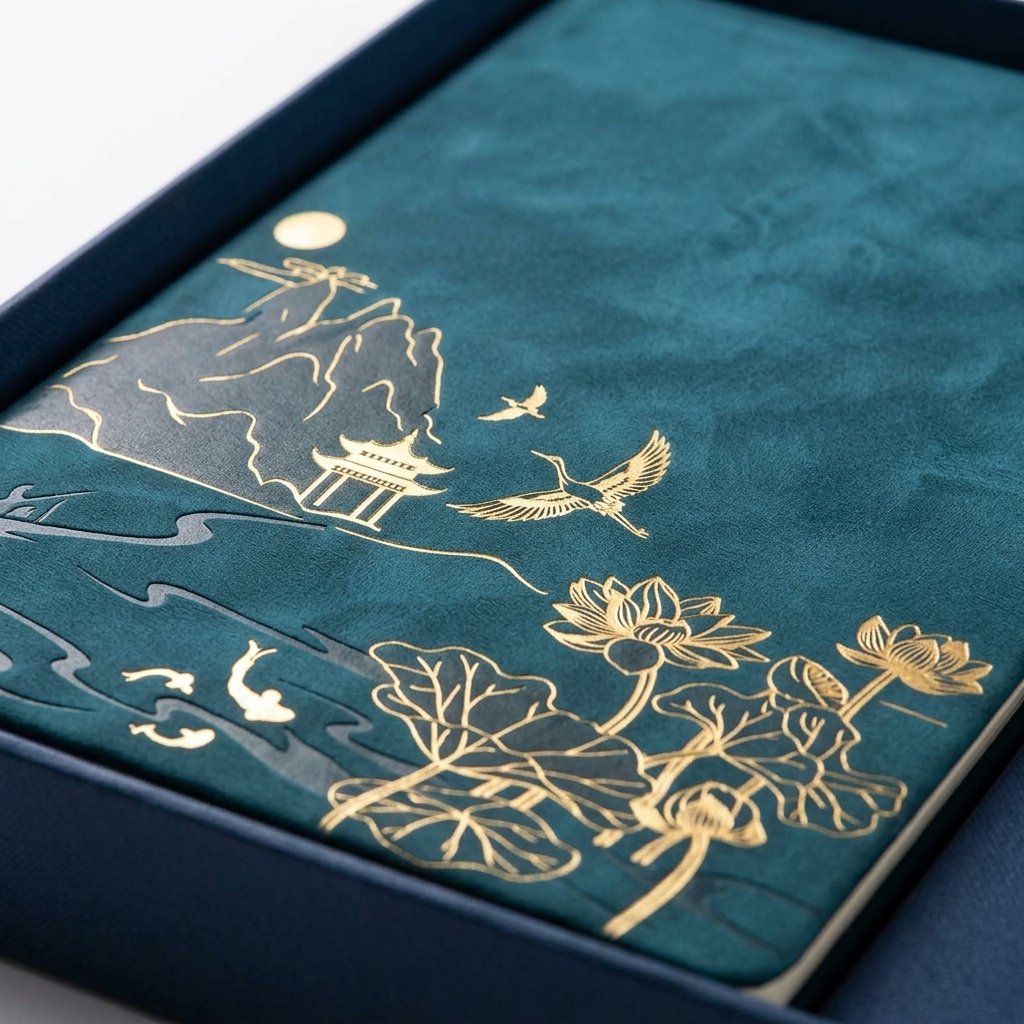 A5 Notebook & Pen Gift Set with Gold Embossed Cover