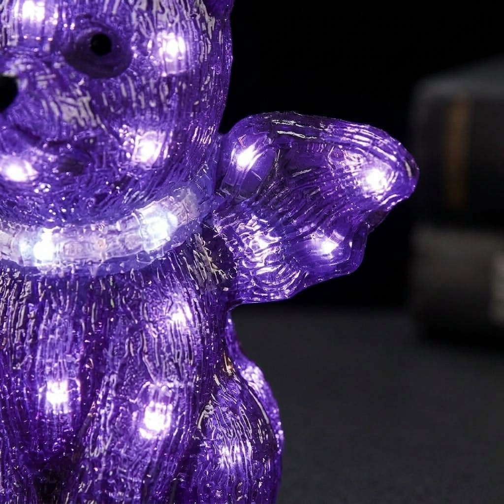 Acrylic LED Halloween Bat-Cat Figure with Purple Lights and Timer – Indoor and Outdoor Decoration