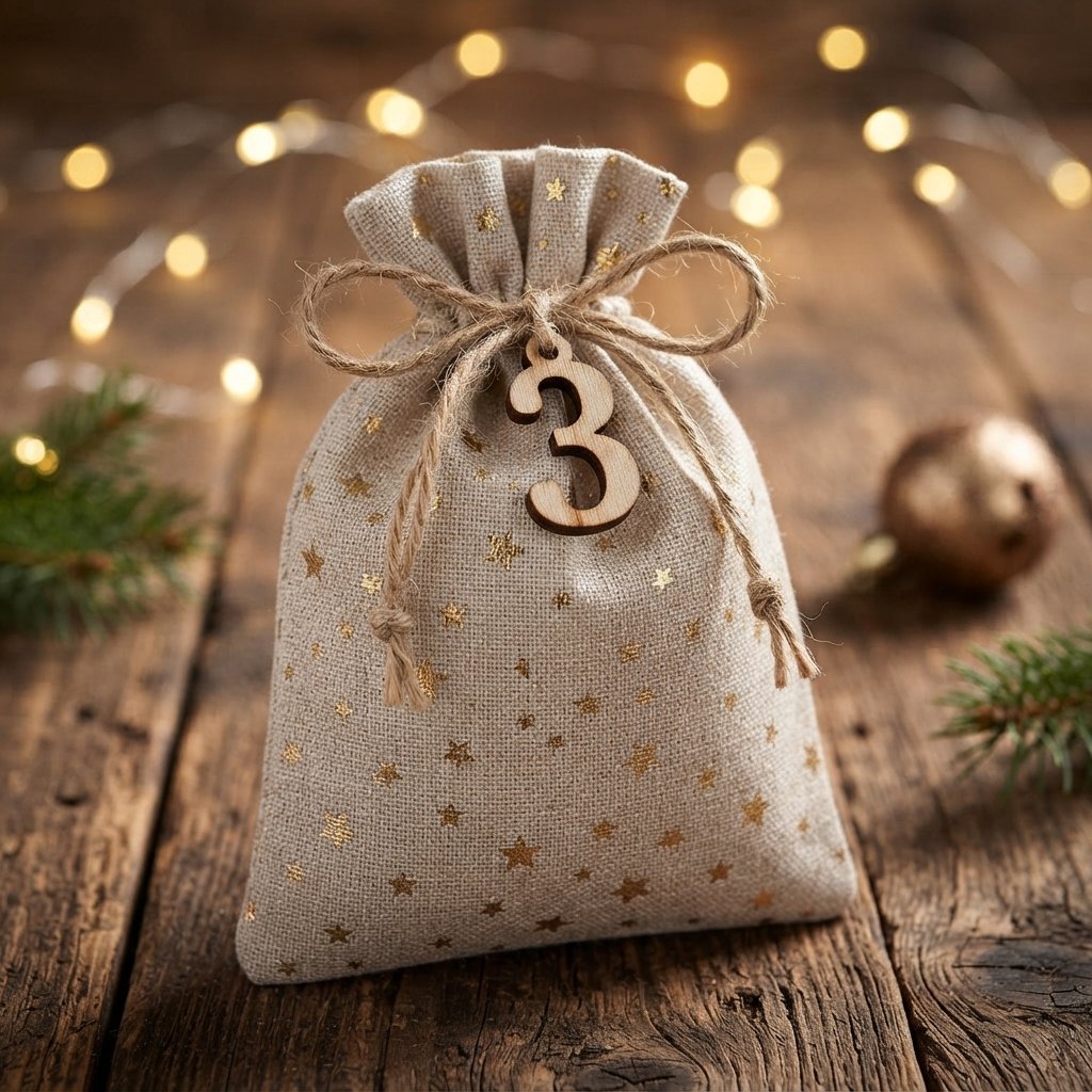 Advent Calendar Fabric Bags Set with Wooden Numbers, 24 Bags