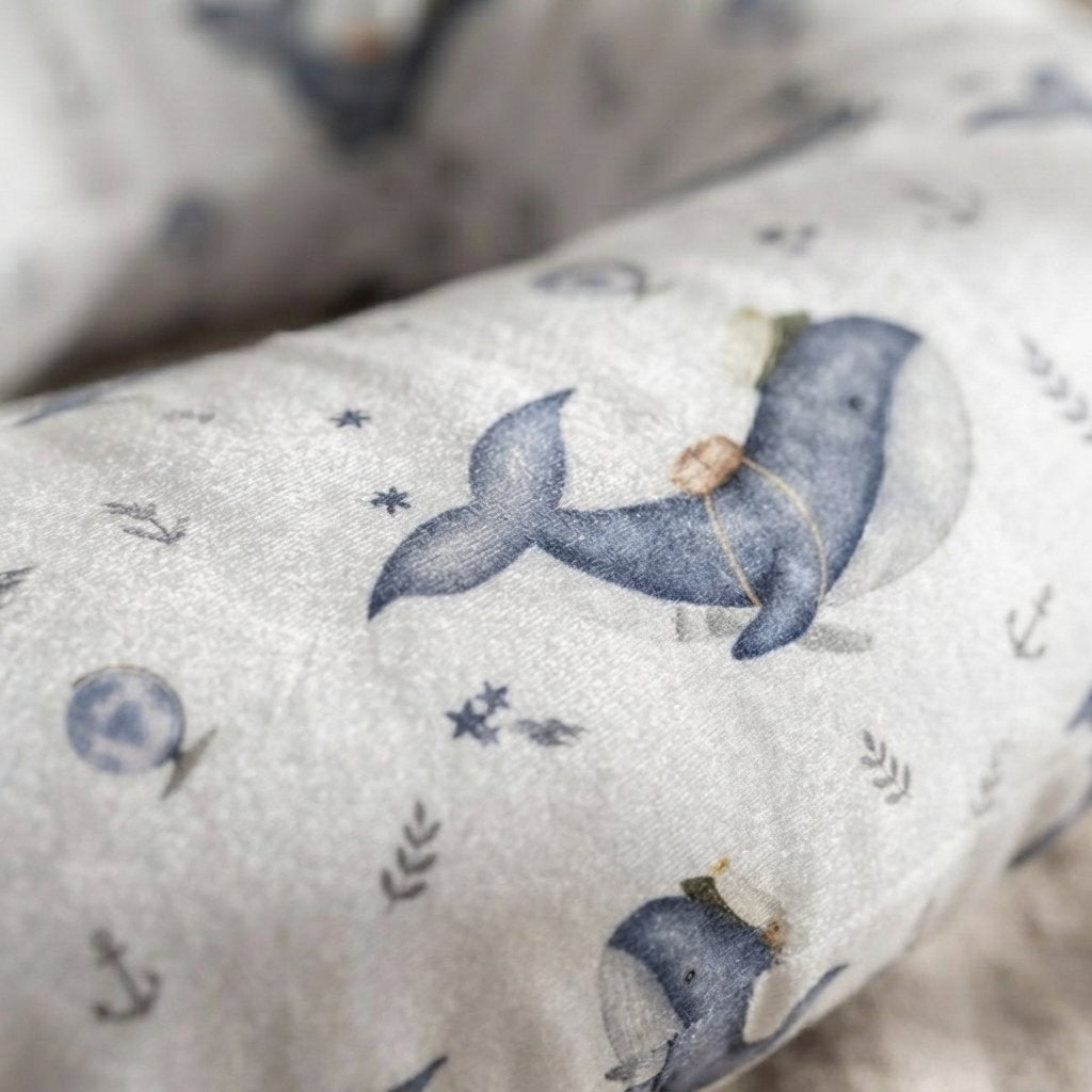 Baby Nursing Pillow with Curved Arm Support – Whale
