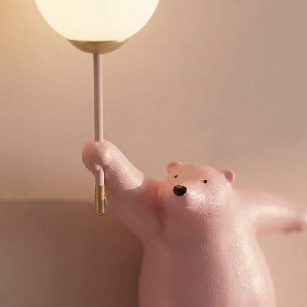 Bear Balloon Wall Lamp for Kids' Rooms