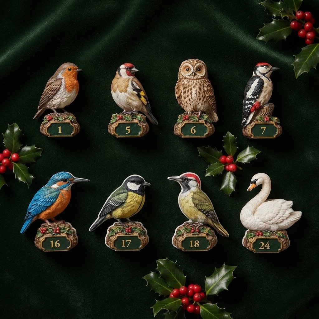 British Birds Advent Calendar with 24 Collectible Figurines