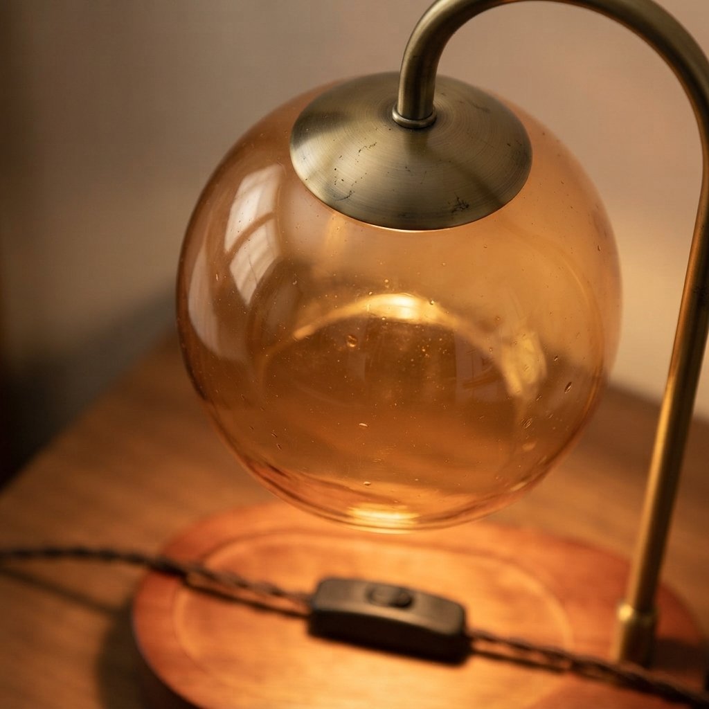 Candle Warmer Table Lamp with Dimmer and Timer, Orange