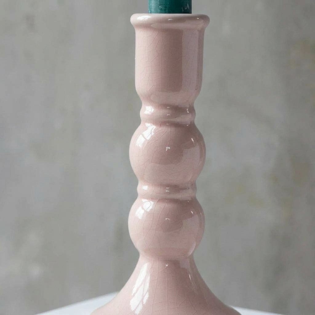 Ceramic Candle Holder in Blush Pink, Large