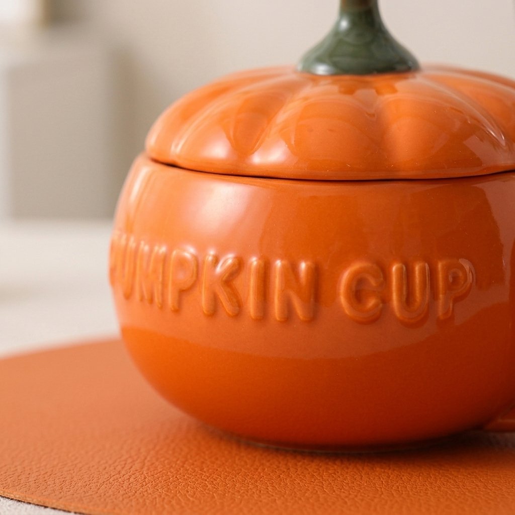 Ceramic Pumpkin Mug with Lid and Spoon – Seasonal Novelty Cup for Hot and Cold Drinks