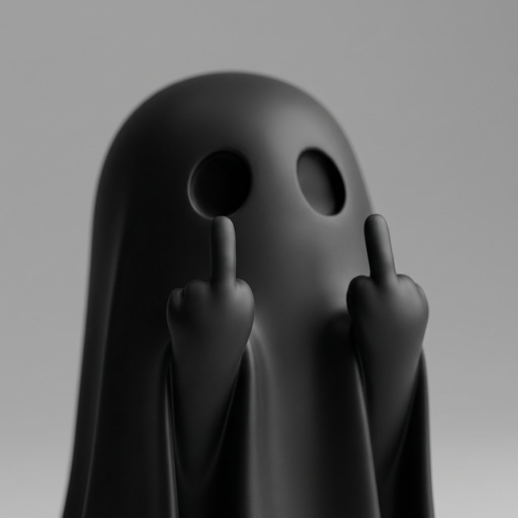 Cheeky Ghost Figurine with Middle Finger Gesture – Matte Resin Tabletop Decoration