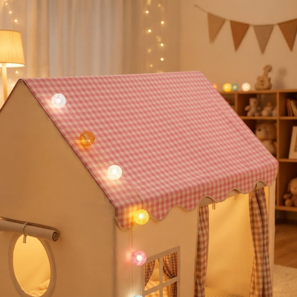 Children's Indoor Playhouse Tent with String Lights