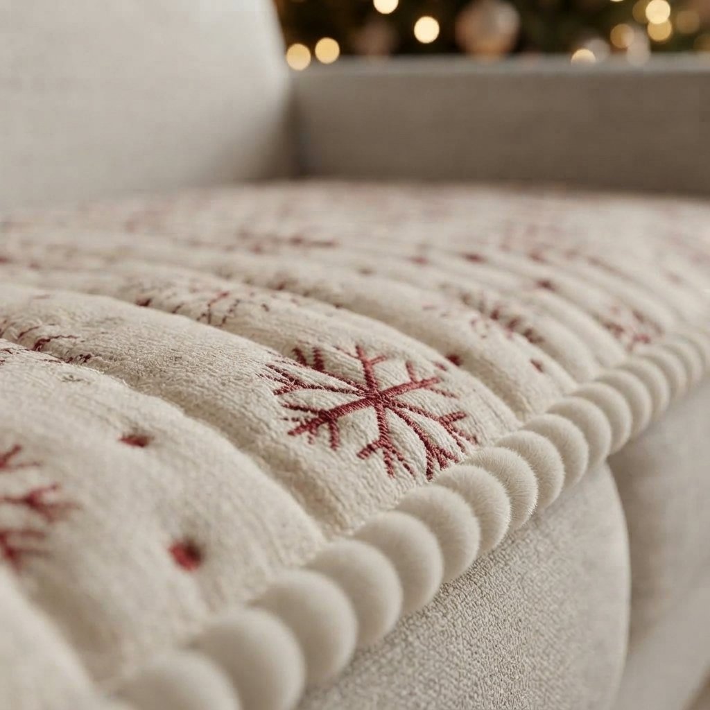 Christmas Quilted Sofa Cushion Cover with Snowflake Pattern