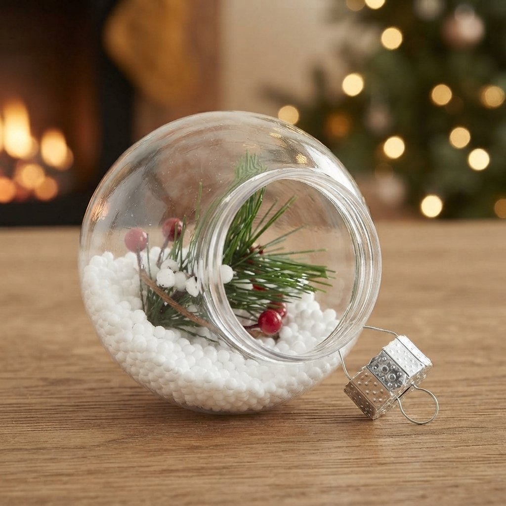 Clear Plastic Fillable Christmas Baubles, Set of 24