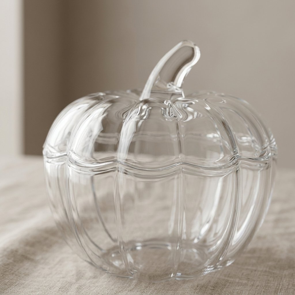 Clear Tempered Glass Pumpkin Jar with Lid – Decorative Autumn Container
