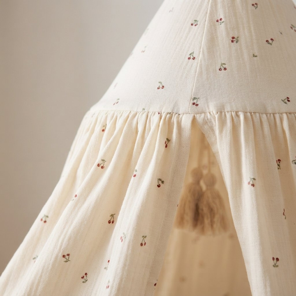 Cotton Bed Canopy with Cherry Print for Kids