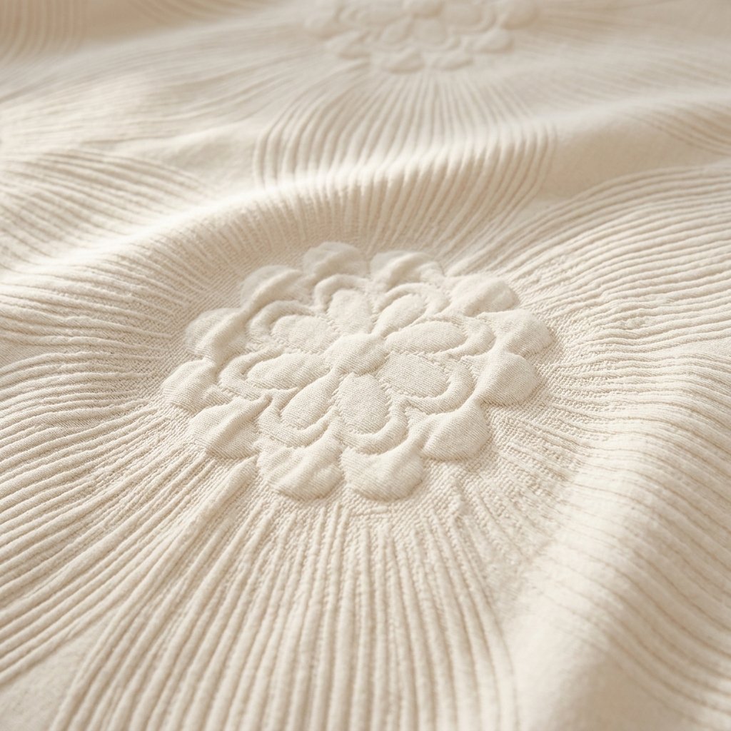 Cotton Summer Coverlet with Floral Texture, UK Sizes