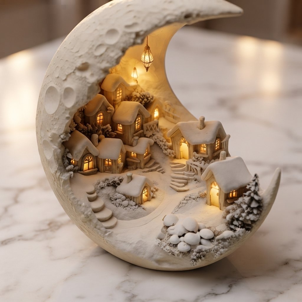 Crescent Moon Winter Village Acrylic Display Stand