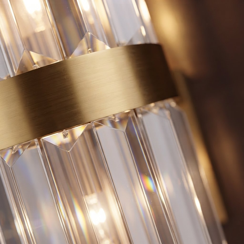 Crystal Wall Sconce with Gold or Black Steel Frame