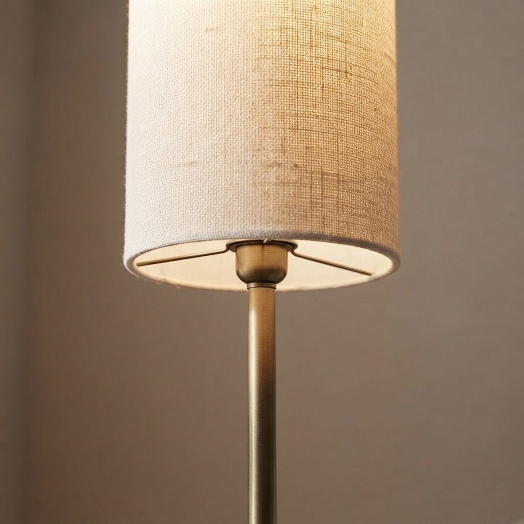 Cylindrical Floor Lamp with Fabric Shade and Metal Base
