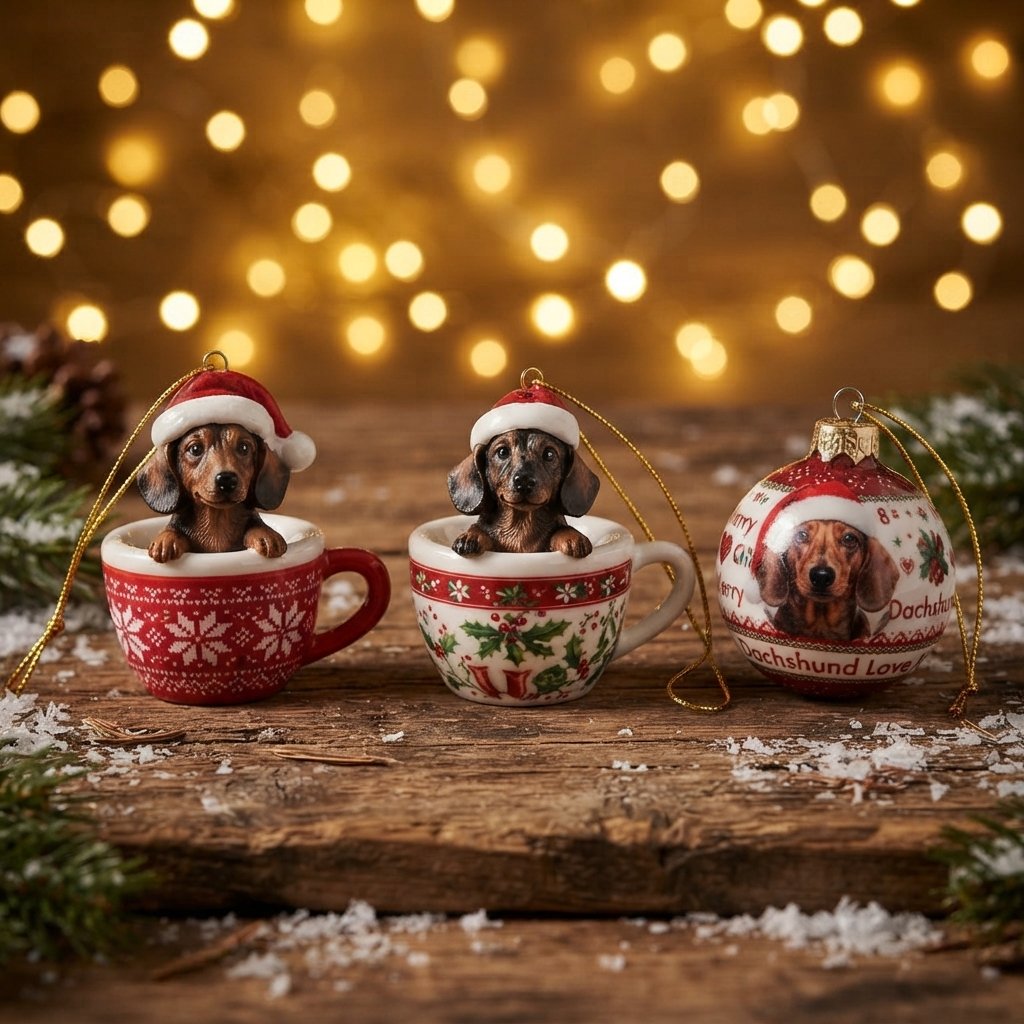 Dachshund Advent Calendar with 24 Christmas Ornaments