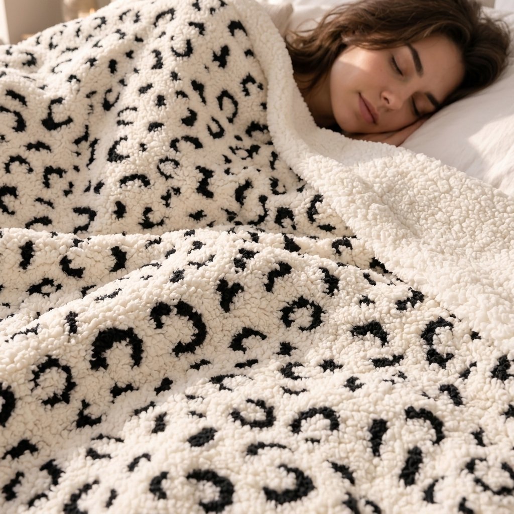 Double-Layer Leopard & Zebra Print Fleece Throw Blanket