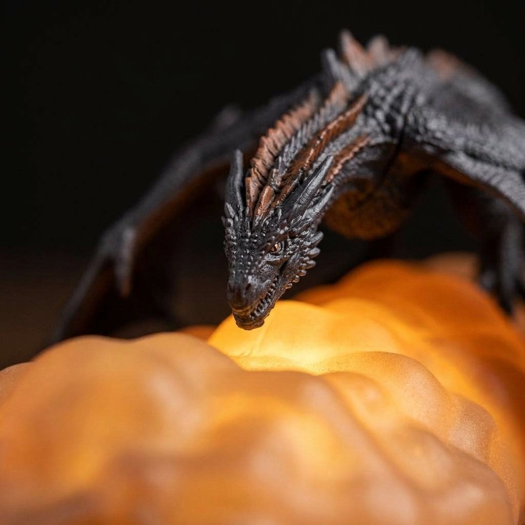 Dragon Night Light with LED Fire-Breathing Effect – Decorative Bedside Table Lamp